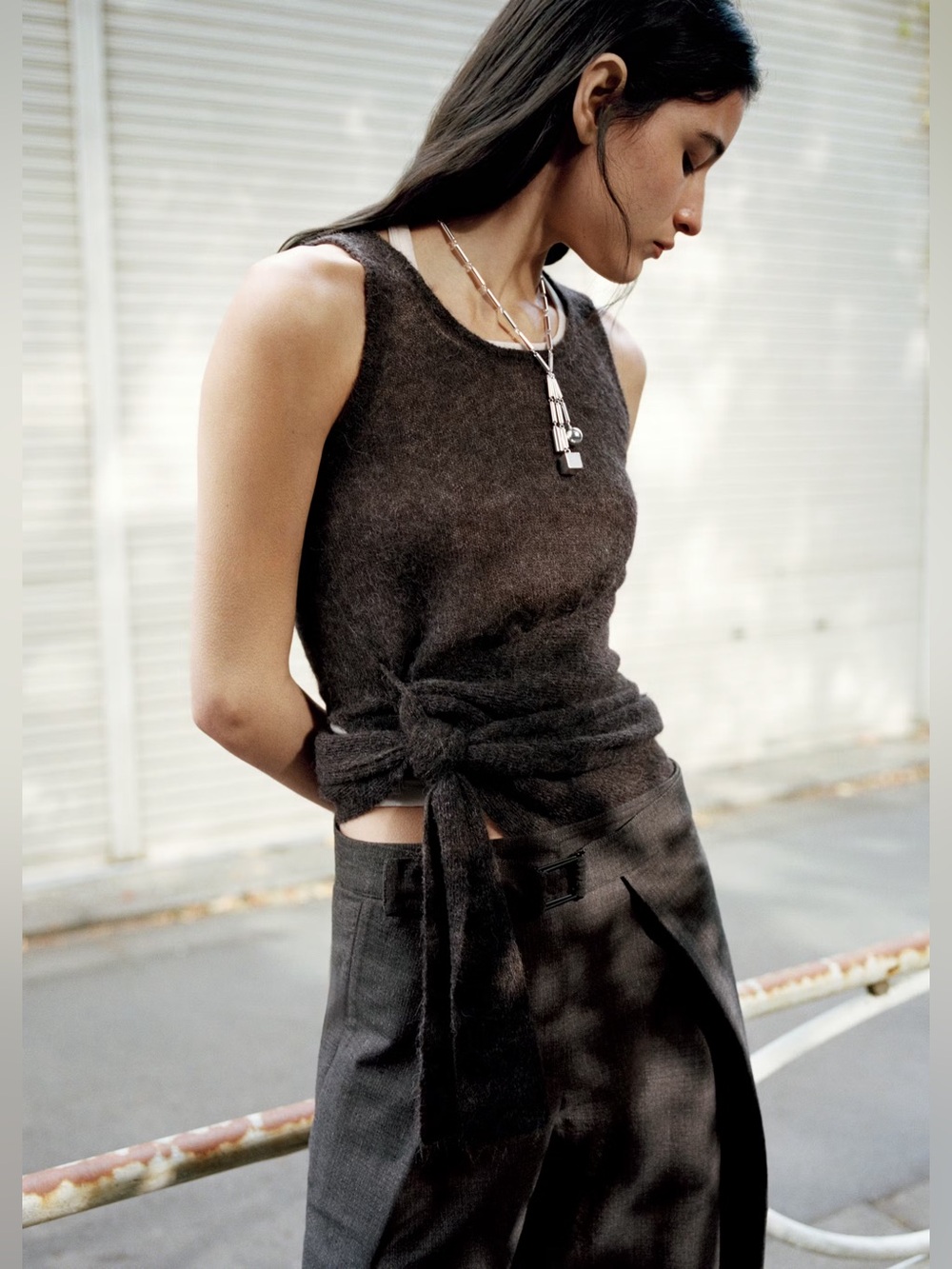 NWT MANGO Asymmetrical Semi Sheer Alpaca Top
